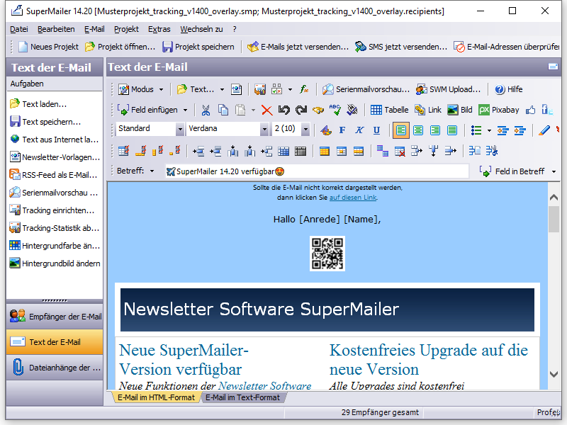 Newsletter Software SuperMailer zum Newsletter und Serienmails erstellen  und versenden, FAQ